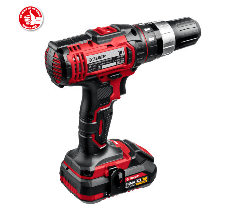ЗУБР С1-18, 18 В, 40 Н·м, 2 АКБ (2 А·ч), ударная дрель-шуруповерт, кейс (ДШУ-185-22) купить  в Сочи