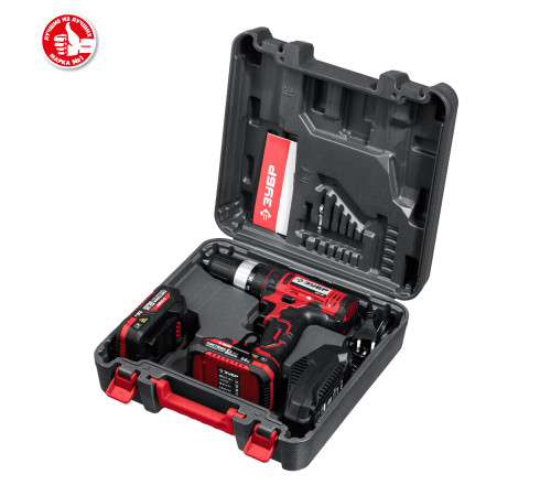 ЗУБР С1-18, 18 В, 40 Н·м, 2 АКБ (2 А·ч), ударная дрель-шуруповерт, кейс (ДШУ-185-22) купить  в Сочи