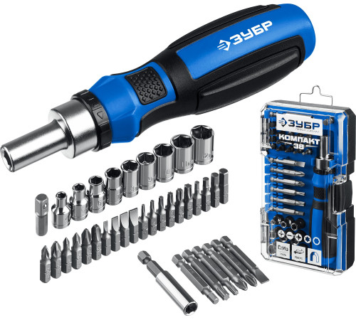 ЗУБР Компакт-38, 38 предм., реверсивная отвертка с насадками, Профессионал (25165-H38) купить  в Сочи