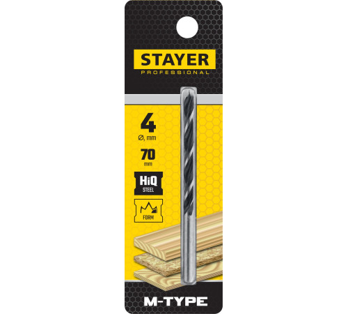 STAYER M-type, 4.0 x 70/40 мм, М-образная заточка, спиральное сверло по дереву (2942-070-04) купить в Сочи STAYER M-type, 4.0 x 70/40 мм, М-образная заточка, спиральное сверло по дереву (2942-070-04) купить в Сочи