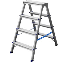 СИБИН 4 ступени, алюминиевая, двухсторонняя стремянка (38825-04)