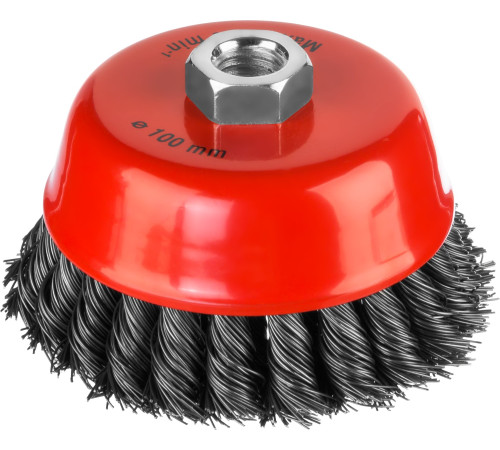 MIRAX 100 мм, жгутированная стальная проволока 0.5 мм, чашечная щетка-крацовка для УШМ (35104-100-2) купить  в Сочи
