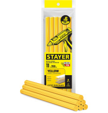 STAYER Yellow, жёлтые, 11 х 200 мм, 6 шт, клеевые стержни, Professional (2-06821-Y-S06)