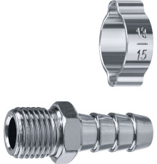 ЗУБР штуцер ″елочка″, 10 мм - 1/4″M, переходник с обжимным хомутом, Профессионал (64924-1/4-10)