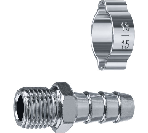 ЗУБР штуцер ″елочка″, 10 мм - 1/4″M, переходник с обжимным хомутом, Профессионал (64924-1/4-10) купить  в Сочи