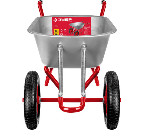 ЗУБР Т-21, 90 л, 180 кг, двухколесная, пневматические колеса, садово-строительная тачка (39952) купить  в Сочи ЗУБР Т-21, 90 л, 180 кг, двухколесная, пневматические колеса, садово-строительная тачка (39952) купить  в Сочи