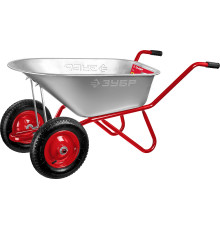 ЗУБР Т-21, 90 л, 180 кг, двухколесная, пневматические колеса, садово-строительная тачка (39952)