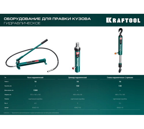 KRAFTOOL 10 т, гидравлическая стяжка с 2 крюками (43423-10) купить в Сочи KRAFTOOL 10 т, гидравлическая стяжка с 2 крюками (43423-10) купить в Сочи