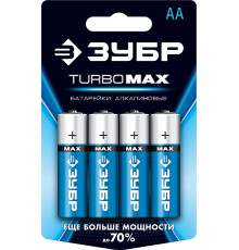 ЗУБР TURBO-MAX, АА х 4, 1.5 В, алкалиновая батарейка (59206-4C)