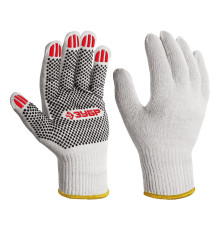 ЗУБР ОПТИМА, L (9), х/б перчатки с ПВХ покрытием (точка), 10 класс (11440-L)