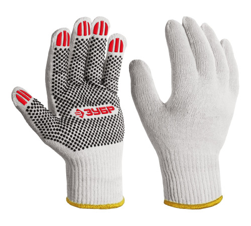 ЗУБР ОПТИМА, L (9), х/б перчатки с ПВХ покрытием (точка), 10 класс (11440-L) купить  в Сочи