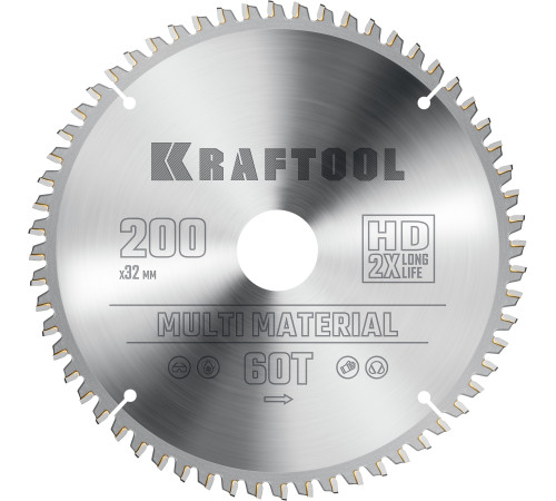 KRAFTOOL Multi Material, 200 х 32 мм, 60Т, пильный диск по алюминию (36953-200-32) купить  в Сочи