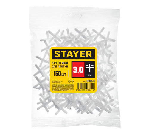 STAYER 3 мм, 150 шт, крестики для плитки (3380-3) купить в Сочи STAYER 3 мм, 150 шт, крестики для плитки (3380-3) купить в Сочи