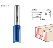 ЗУБР 12 x 25 мм, хвостовик 8 мм, фреза пазовая прямая, Профессионал (28753-12-25)