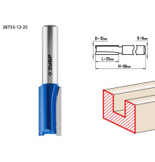 ЗУБР 12 x 25 мм, хвостовик 8 мм, фреза пазовая прямая, Профессионал (28753-12-25)
