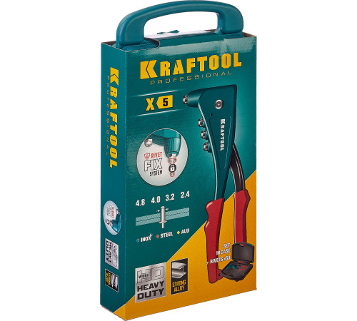 KRAFTOOL X-5F, 2.4 - 4.8 мм, удержание заклепки, литой заклепочник в кейсе (31173-H6) купить в Сочи KRAFTOOL X-5F, 2.4 - 4.8 мм, удержание заклепки, литой заклепочник в кейсе (31173-H6) купить в Сочи