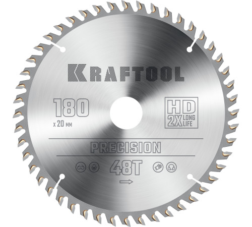 KRAFTOOL Precision, 180 х 20 мм, 48Т, пильный диск по дереву (36952-180-20) купить  в Сочи