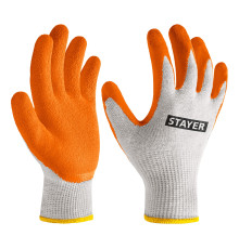 STAYER ULTRA, S-M, х/б перчатки с рельефным латексным покрытием, противоскользящие (11403-S)