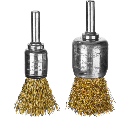 ЗУБР 2 шт, 17, 24 мм, витая стальная латунированная проволока 0.3 мм, набор кистевых щеток-крацовок для УШМ, Профессионал (3532-H2) купить  в Сочи