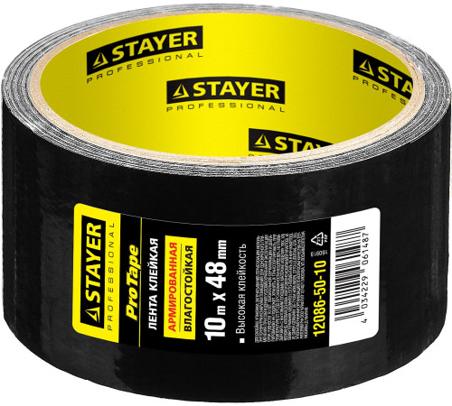 STAYER 48 мм, 10 м, черная, армированная лента, Professional (12086-50-10) купить в Сочи STAYER 48 мм, 10 м, черная, армированная лента, Professional (12086-50-10) купить в Сочи