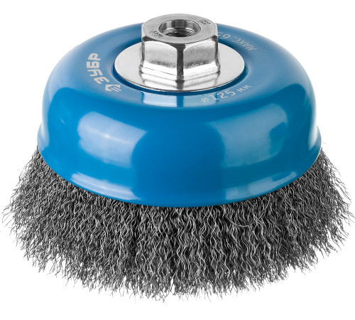 ЗУБР 125 мм, витая, стальная проволока 0.3 мм, чашечная щетка-крацовка для УШМ, Профессионал (35261-125) купить  в Сочи