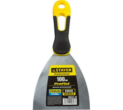 STAYER PROFlat, 100 мм, х-образное профилированное полотно, облегченная двухкомпонентная ручка, нержавеющий шпатель, Professional (10045-10) купить  в Сочи