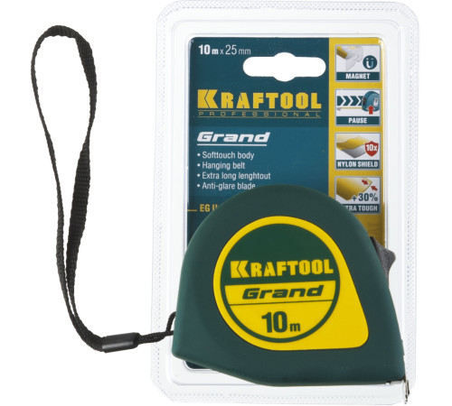KRAFTOOL Grand, 10 м х 25 мм, рулетка (34022-10-25) купить  в Сочи