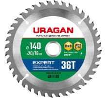 URAGAN Expert, 140 х 20/16 мм, 36Т, пильный диск по дереву (36802-140-20-36)