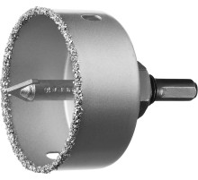 ЗУБР 64 мм, L 25 мм, карбид вольфрама, коронка-чашка с державкой и сверлом, Профессионал (33360-064)