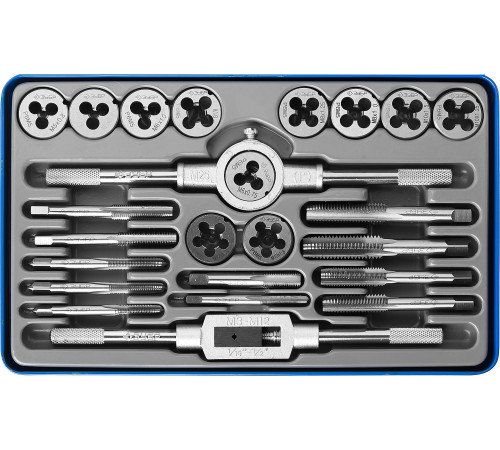 ЗУБР 24 предмета, сталь Р6М5, набор метчиков и плашек, Профессионал (28110-H24) купить  в Сочи