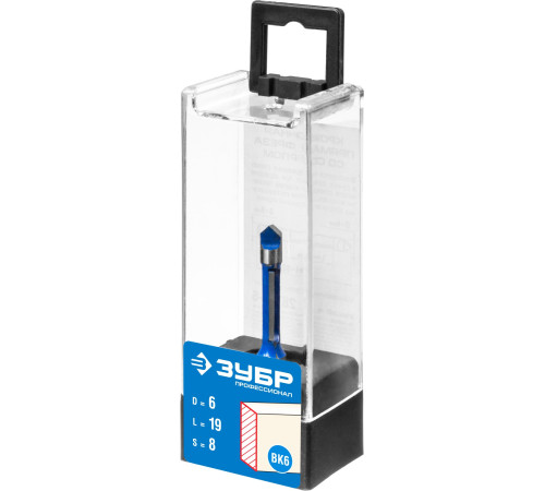 ЗУБР 6 x 19 мм, хвостовик 8 мм, фреза кромочная прямая со сверлом, Профессионал (28726-6) купить  в Сочи