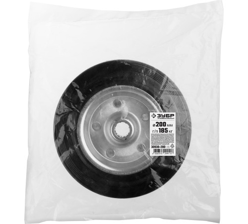 ЗУБР d 200 мм, г/п 185 кг, игольчатый подшипник, резина/металл, колесо, Профессионал (30936-200) для перемещения тележек и легковесного оборудования ЗУБР d 200 мм, г/п 185 кг, игольчатый подшипник, резина/металл, колесо, Профессионал (30936-200) для перемещения тележек и легковесного оборудования