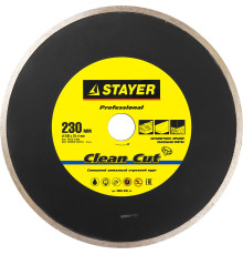 STAYER Clean Cut, 230 мм, (25.4 мм, 5 х 2.4 мм), сплошной алмазный диск, Professional (3665-230)