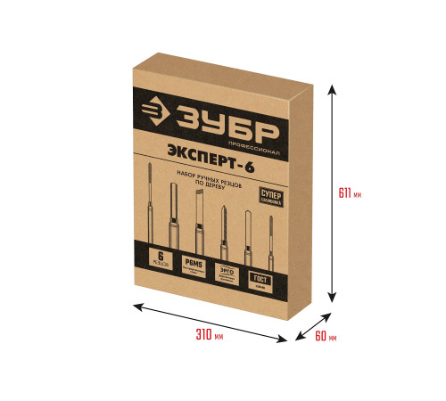 ЗУБР Эксперт-6, 6 предм., набор ручных резцов по дереву, Профессионал (18370) купить  в Сочи