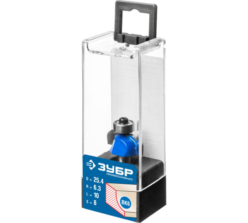 ЗУБР 25.4 x 10 мм, радиус 6.3 мм, фреза кромочная калевочная №2, Профессионал (28702-25.4) купить  в Сочи