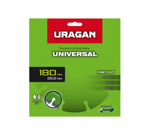 URAGAN UNIVERSAL 180 мм, диск алмазный отрезной сегментный (36705-180) купить в Сочи URAGAN UNIVERSAL 180 мм, диск алмазный отрезной сегментный (36705-180) купить в Сочи