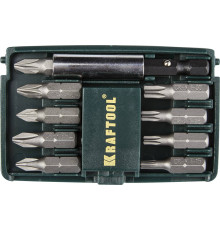 KRAFTOOL Compact-10, с магнитным адаптером, 10 шт, набор бит (26130-H10) KRAFTOOL Compact-10, с магнитным адаптером, 10 шт, набор бит (26130-H10)