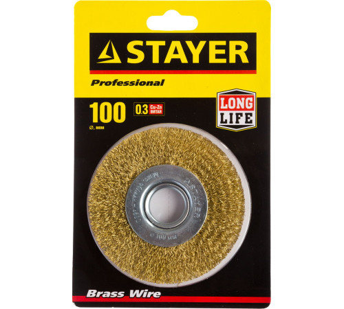 STAYER 100 мм, жгутированная стальная проволока 0.5 мм, щетка дисковая для УШМ, Professional (35122-100) купить  в Сочи