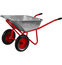 ЗУБР Т-22, 110 л, 200 кг, двухколесная, пневматические колеса, строительная тачка (39950)