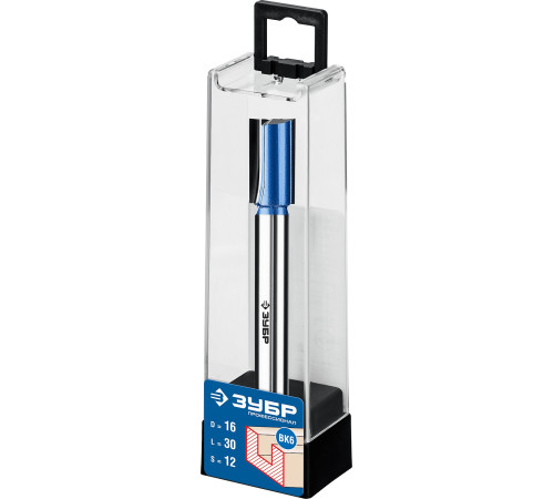 ЗУБР 16 x 30 мм, хвостовик 12 мм, фреза пазовая прямая с нижними подрезателями, Профессионал (28755-16-30) купить  в Сочи