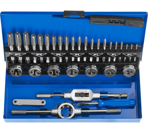 ЗУБР 32 предмета, сталь Р6М5, набор метчиков и плашек, Профессионал (28110-H32) купить  в Сочи