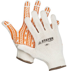 STAYER TRACK, L-XL, х/б перчатки с мягким покрытием ″протектор″ из ПВХ-геля, увеличенная площадь покрытия, противоскользящие, 10 класс (11401-XL)