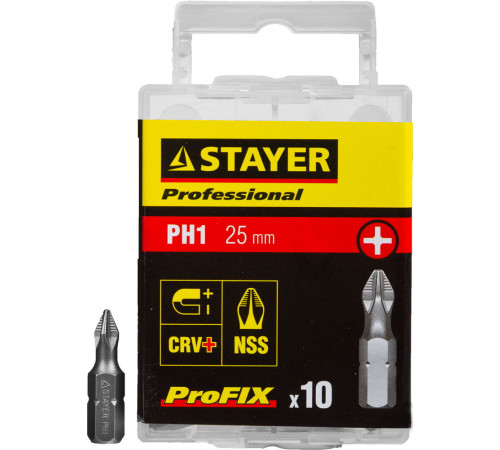 STAYER ProFix PH1 25 мм, 10 шт, набор бит, Professional (26201-1-25-10) купить в Сочи STAYER ProFix PH1 25 мм, 10 шт, набор бит, Professional (26201-1-25-10) купить в Сочи