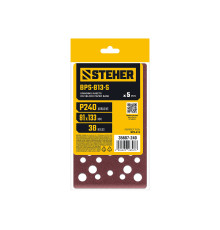 STEHER BPS-813-S 81х133 мм, Р240, шлифовальный лист на липучке, 46 отв., 5 шт. (35687-240)