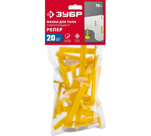ЗУБР РЕПЕР, 70 мм, 20 шт, маяки для пола самоклеящиеся (301616-20) купить  в Сочи