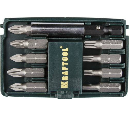 KRAFTOOL Compact-10, с магнитным адаптером, 10 шт, набор бит (26130-H10) купить в Сочи KRAFTOOL Compact-10, с магнитным адаптером, 10 шт, набор бит (26130-H10) купить в Сочи