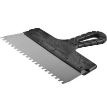 ЗУБР 250 мм, зуб 6 х 6 мм, пластиковая ручка, нержавеющий фасадный шпатель (10078-25-06)