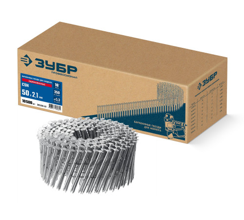 ЗУБР CSN 50 х 2.1 мм, барабанные гвозди для сайдинга оцинкованные, 10500 шт (305386-50) купить  в Сочи