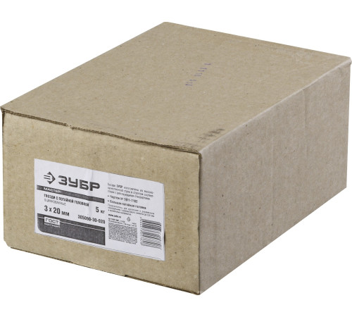 ЗУБР 20 x 3 мм, цинк, 5 кг, гвозди с большой потайной головкой (305090-30-020) купить  в Сочи