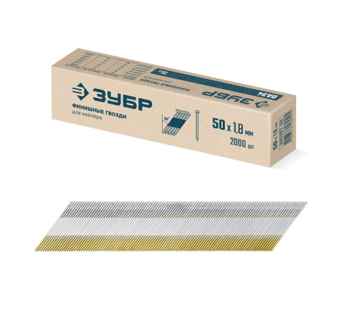 ЗУБР DA34 50 х 1.8 мм, финишные гвозди, калибр 15GA, 2000 шт (305397-50) купить  в Сочи